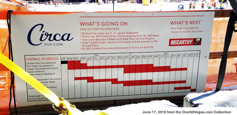 June 17, 2019  Circa construction schedule posted along Fremont Street.